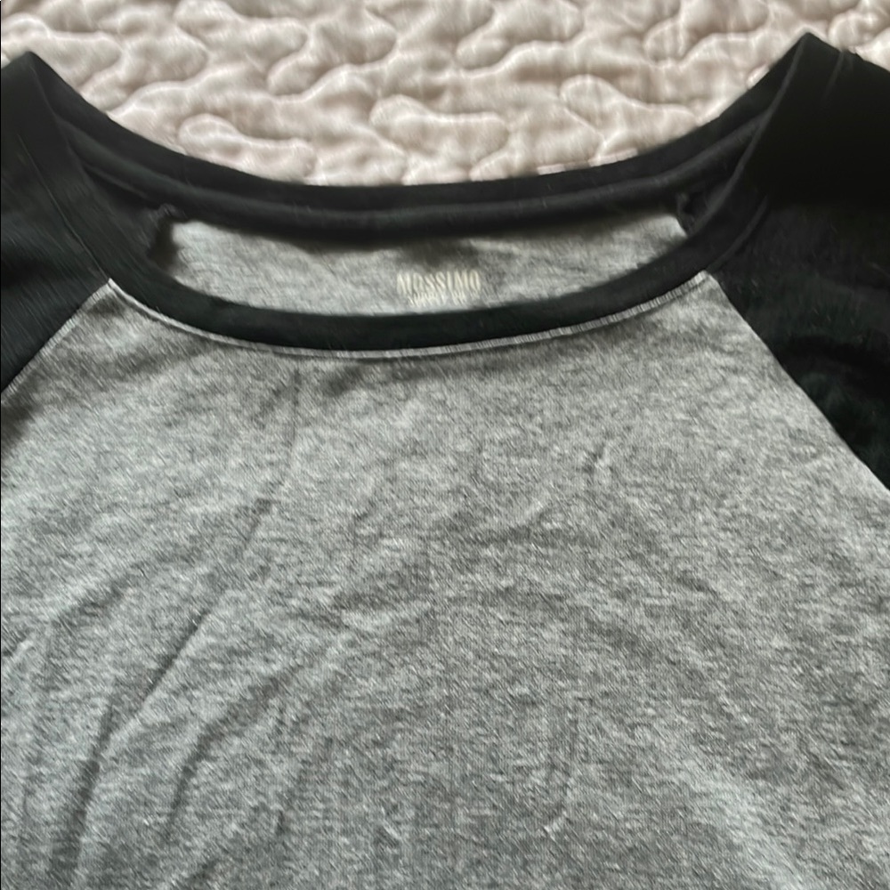 Mossimo Supply Co Gray and Black Raglan Cut Out Tee